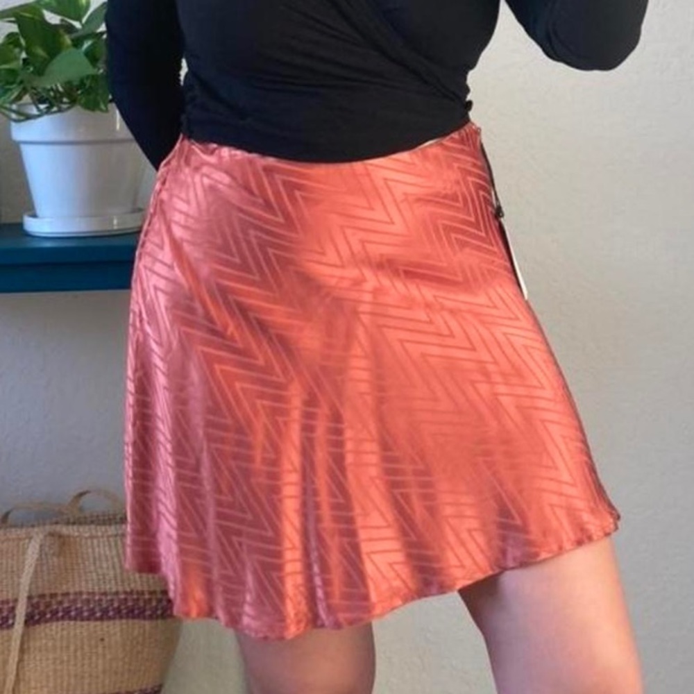 ASTR mini silk copper skirt